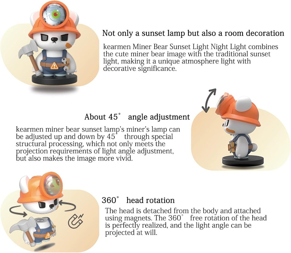 Night Light for Kids - Sunset Lamp Bear with APP Remote Control, Multicolor