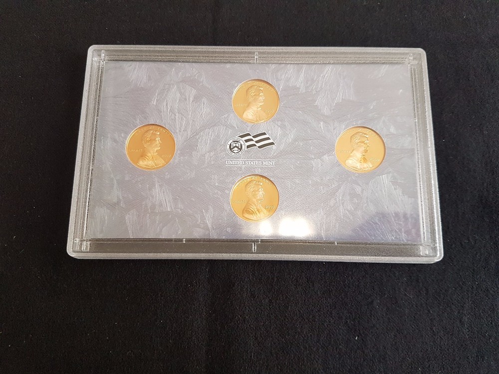 2009 4-COIN COMMEMORATIVE LINCOLN CENT PROOF SET Complete Box & COA