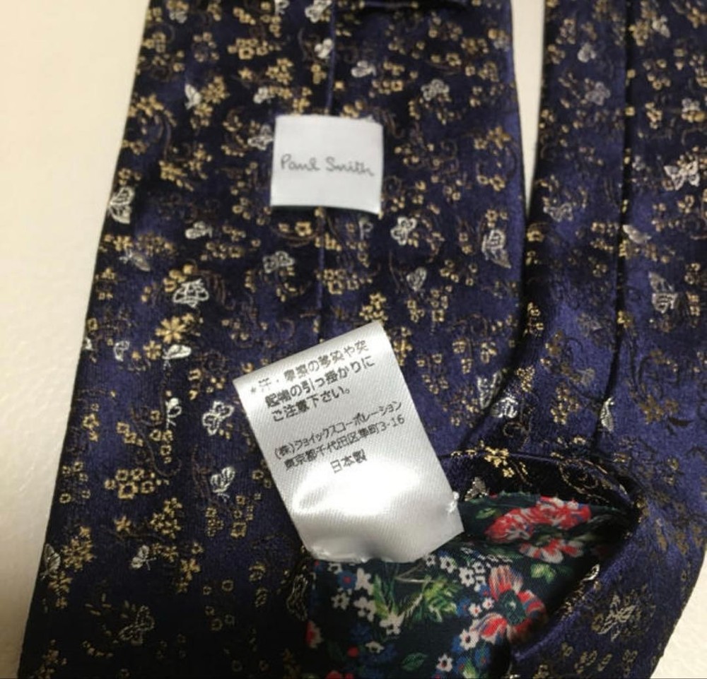 paul smith tie floral pattern navy yellow