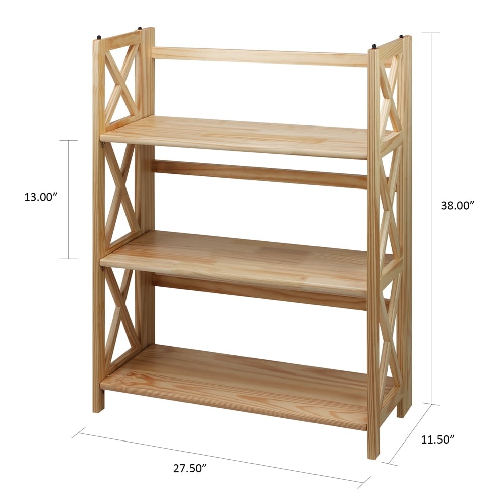 Montego 3-Shelf Folding Bookcase White