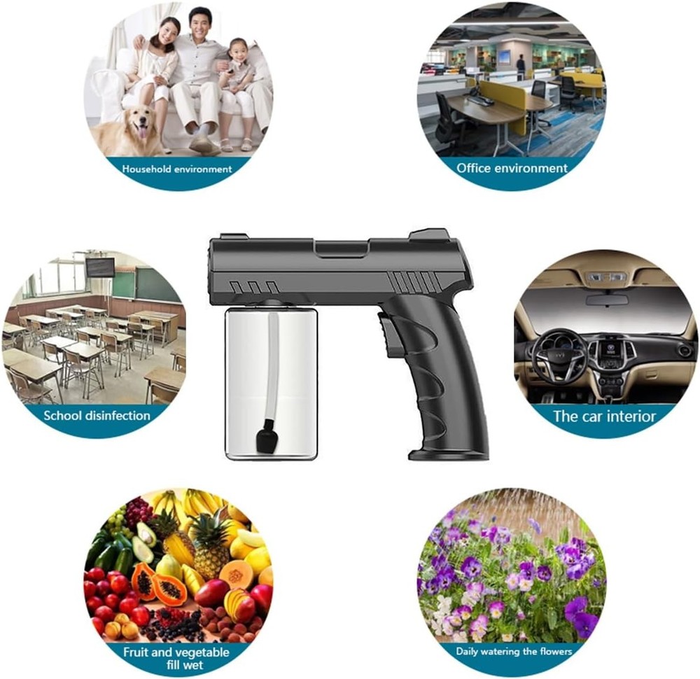 Nano-Spray Gun, Handheld Household Nano-Atomizer, blue light Atomizer, black