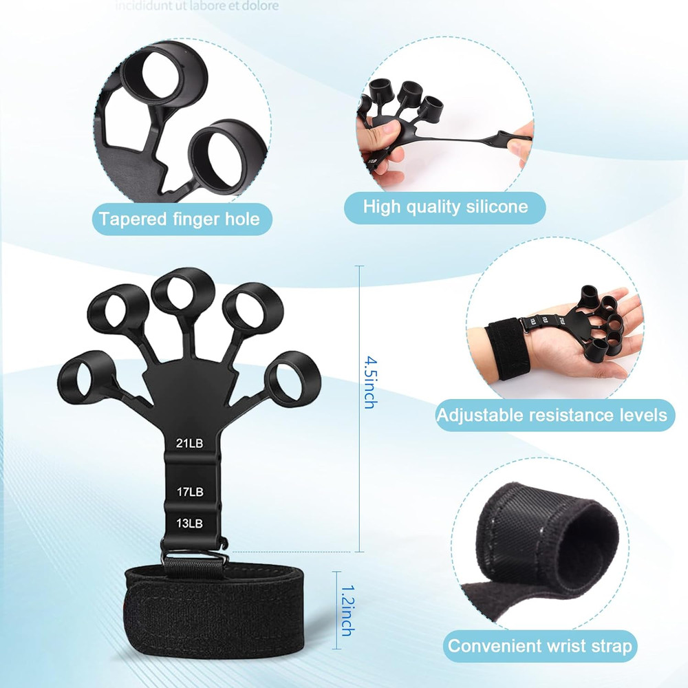 5 PCS Grip Strength Trainer Kit - Hand Gripper, Forearm & Finger Exercisers