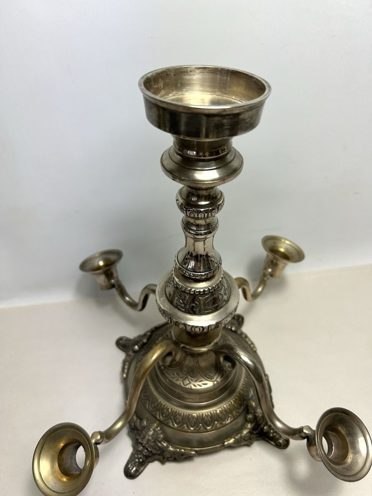 Antique Silver Plated Candelabra - 5 Arm Gothic Table Centrepiece