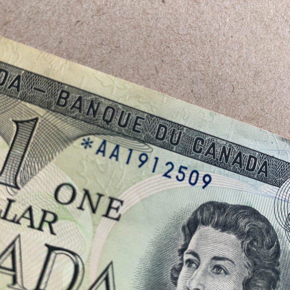 Star Note Prefix AA (Rare) Canada $1 DOLLAR Banknote 1973 Replacement Currency