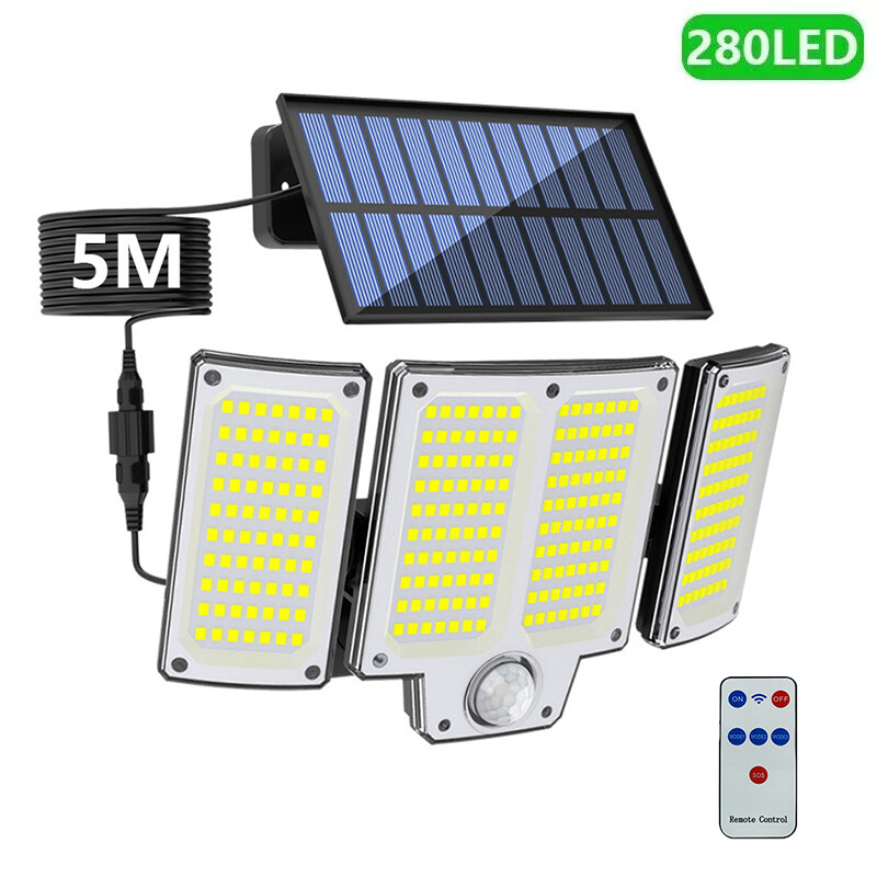 2 PACK 280 LED Solar Lights Outdoor Waterproof Motion Sensor Security Wall Lamp