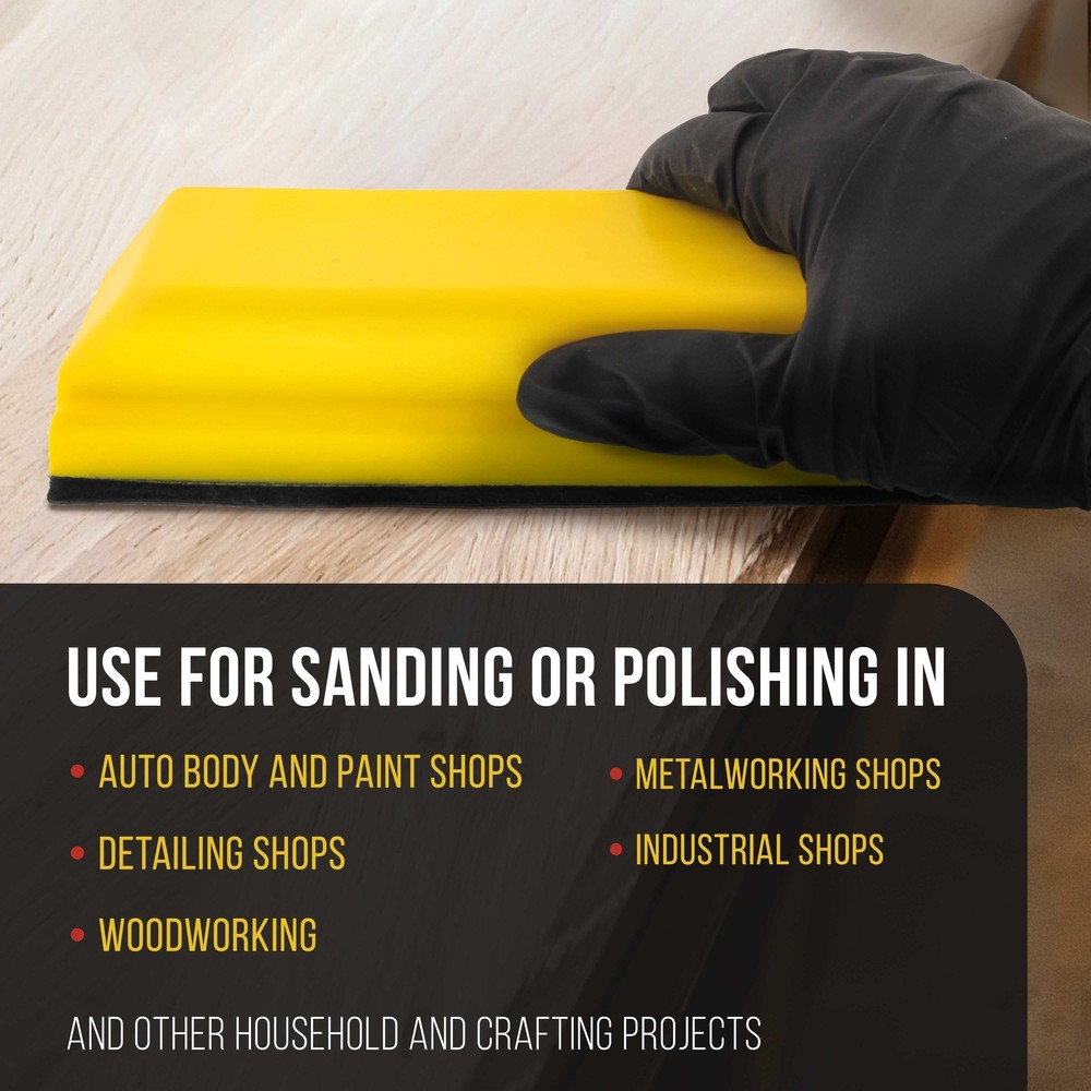 5", 7-3/4" and 10" Rectangle Hand Sanding Blocks, Hook & Loop Backing, PSA Pad