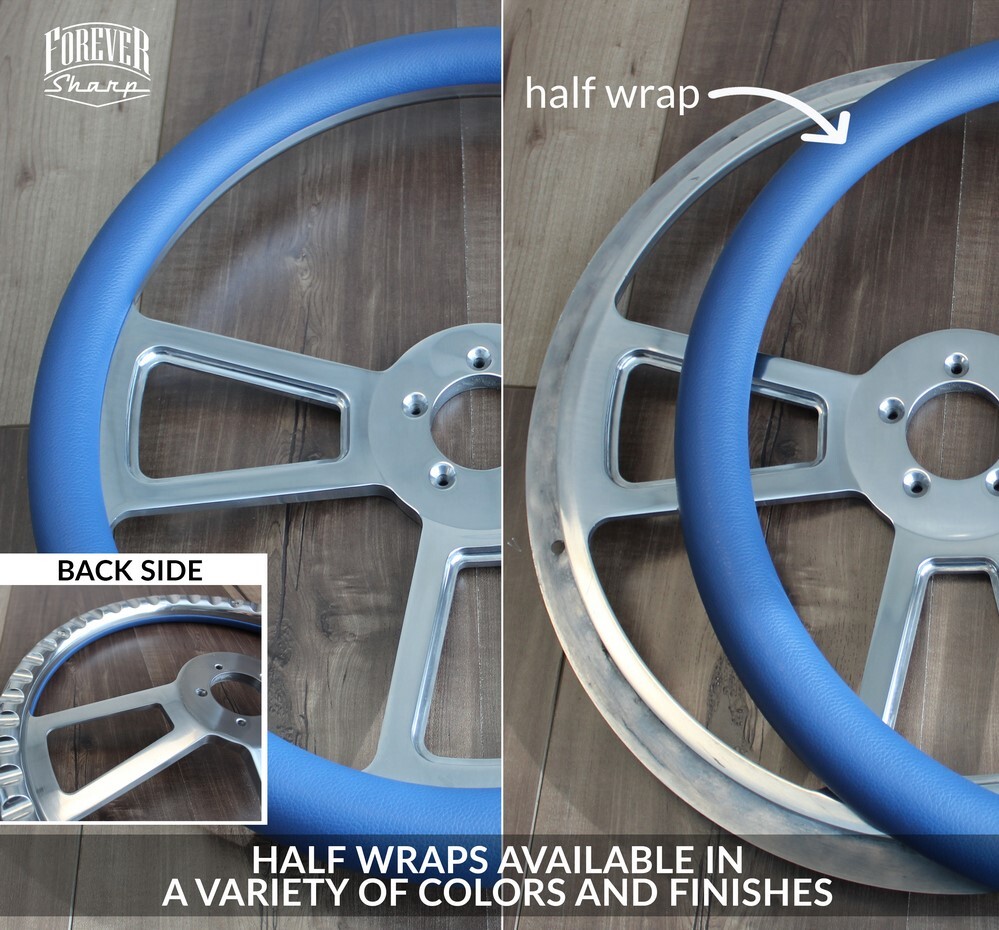 18" Black Vinyl Half Wrap for Forever Sharp Half Wrap Steering Wheels