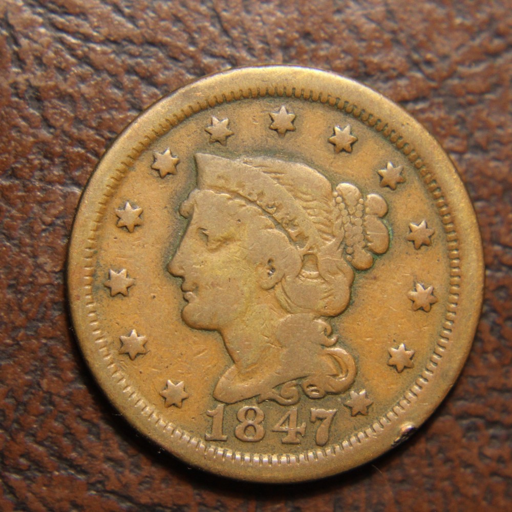 1847 Braided Hair Large Cent, N-19