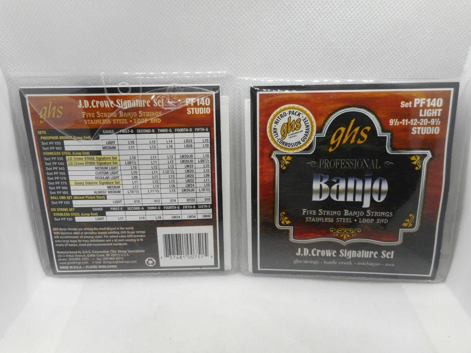 2 Pack GHS 5 String Light Banjo String Set PF140 Studio-Signature Set