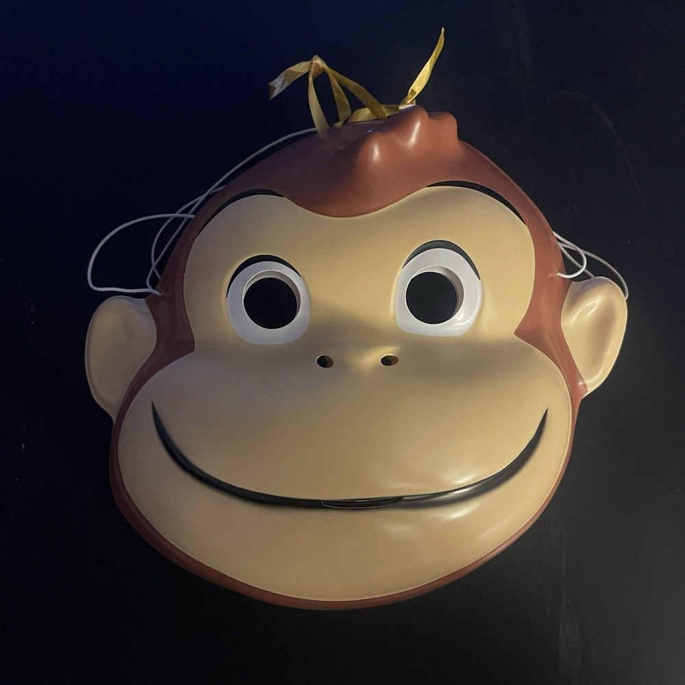 Vintage Curious George Plastic Face Mask Adjustable kids size monkey mask