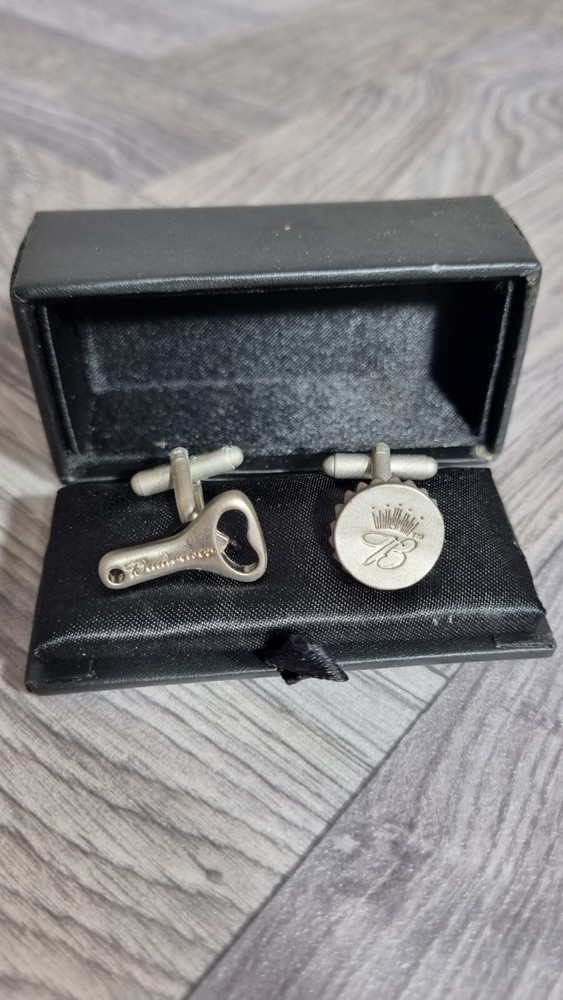 Budweiser silver-tone Cufflinks Boxed - new