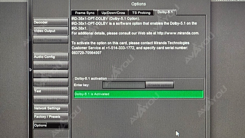 Miranda IRD-3802 MPEG Decoder w/ ASI and GigE IP Inputs OPT: UDC +3DRP