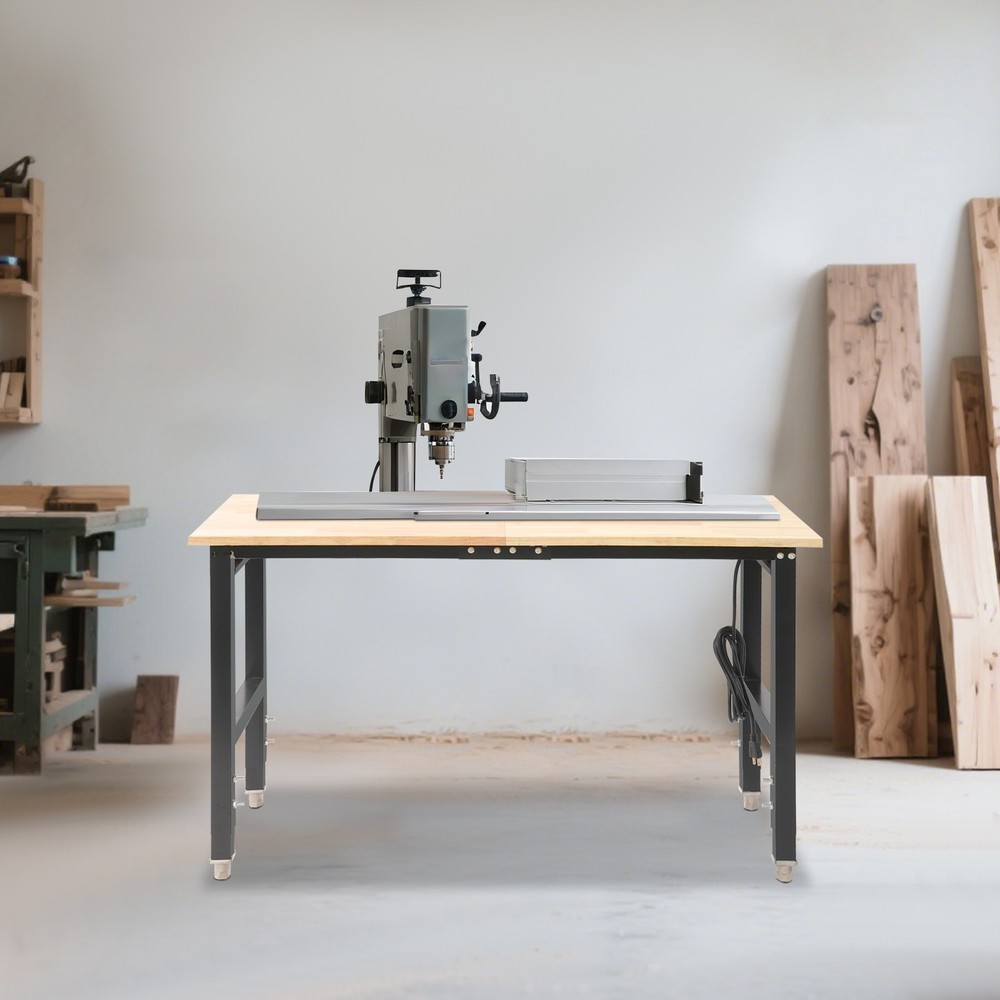 Height Adjustable Workbench with Power Outlets Heavy-Duty Work Table 110V