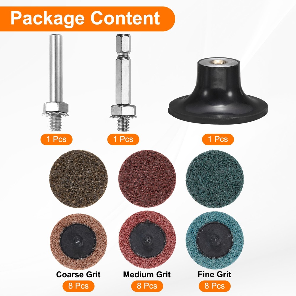 27pcs Quick Change Discs Set 2" Roll Lock Sanding Discs Coarse/Medium/Fine Grits