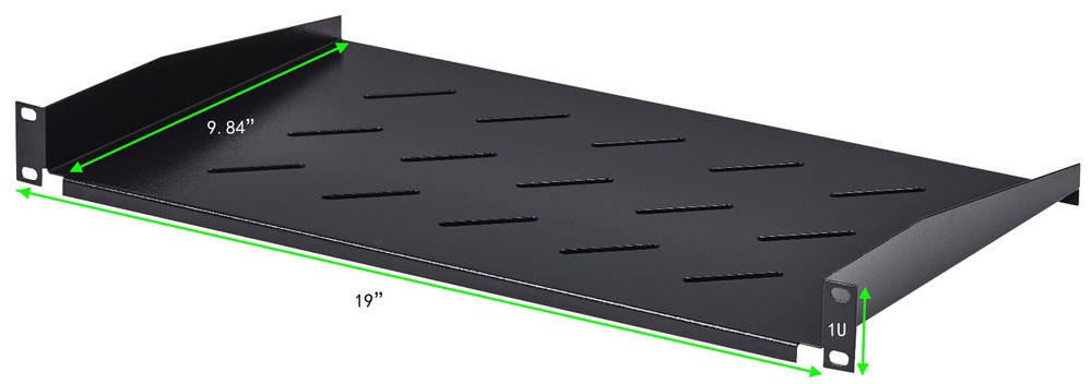 2-Pack Vented Server Shelf 1U Rack Mount 19", 10" Deep, 11lb Capacity, Black