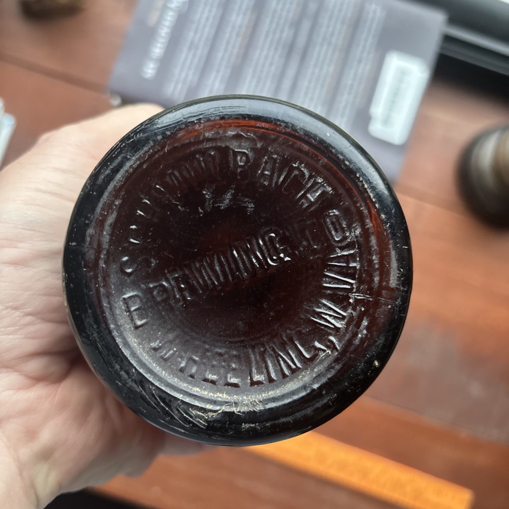 Schmulbach Brewing Co Embossed Amber Beer Bottle; Wheeling WVA