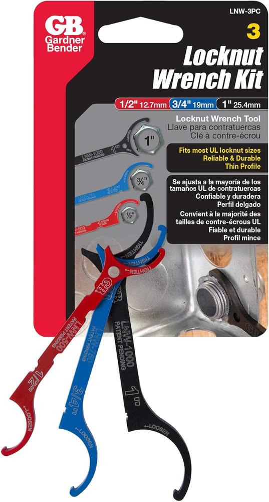 Gardner Bender LNW-3PC LNW Locknut Wrench, Assorted