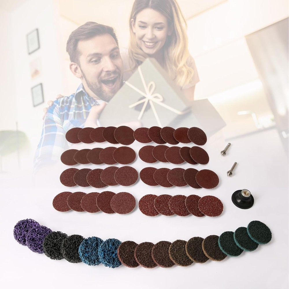 55Pcs 2 inch Roll Lock Quick Change Discs Set, Sanding Discs with 1/4" Holder...