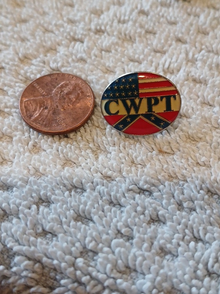 CWPT Lettered Flag Background Pin Silver Tone