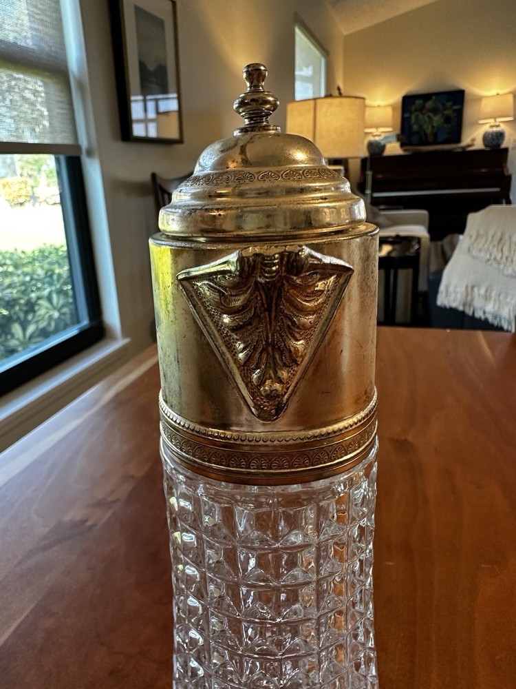 VTG Silver And Pressed Claret Pitcher 11.5”