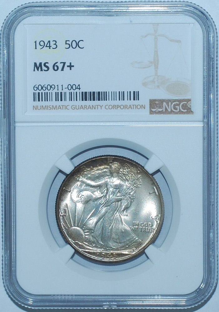 1943 NGC MS67+ Walking Liberty Half Dollar