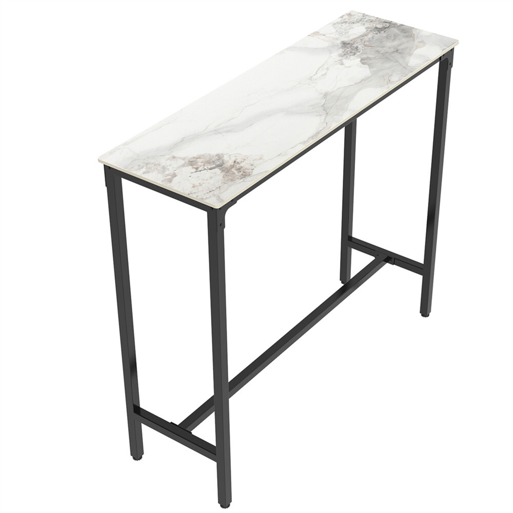 Extra Long Kitchen High Bar Table Narrow Rectangular Coffee Pub Table Marble Top