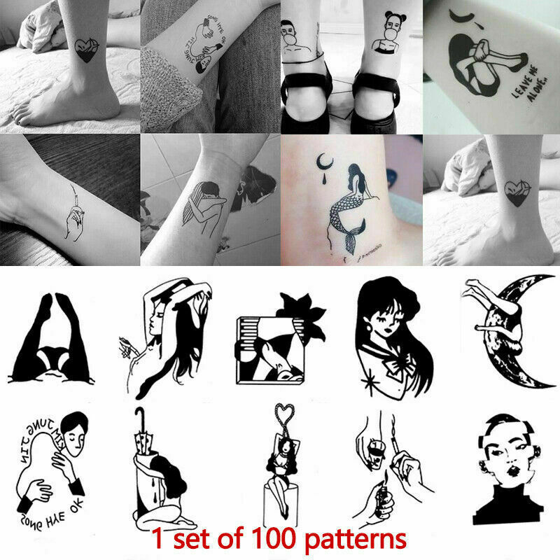 100 PCS Temporary Tattoo Sticker Paste Waterproof Sweat Disposable Body Art