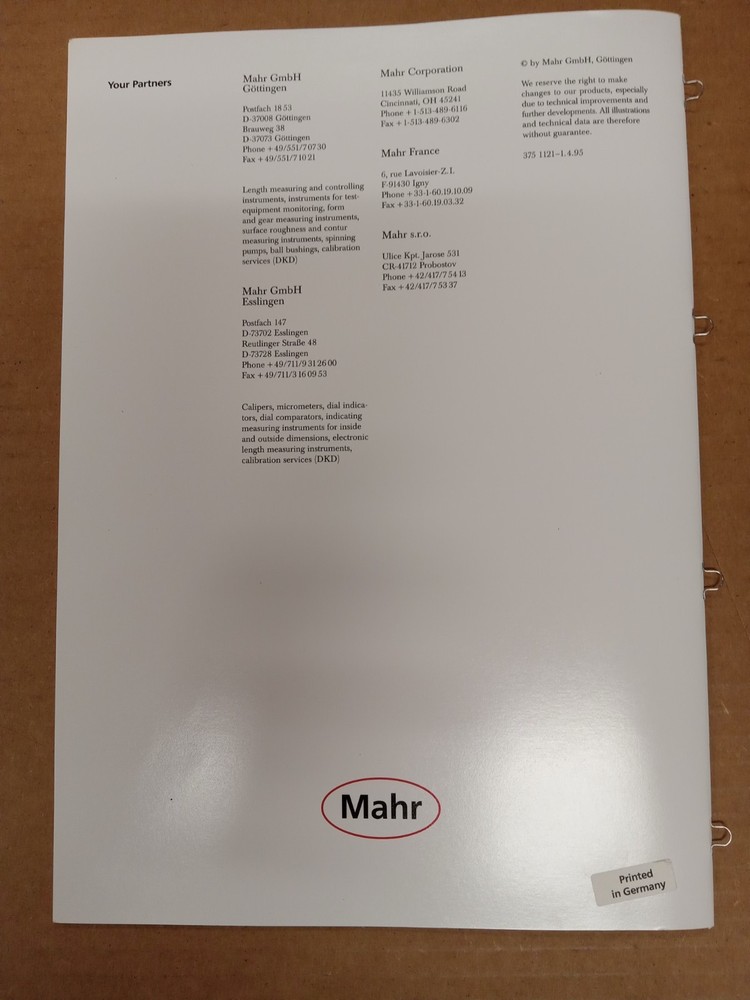 Mahr Formtester Brochure