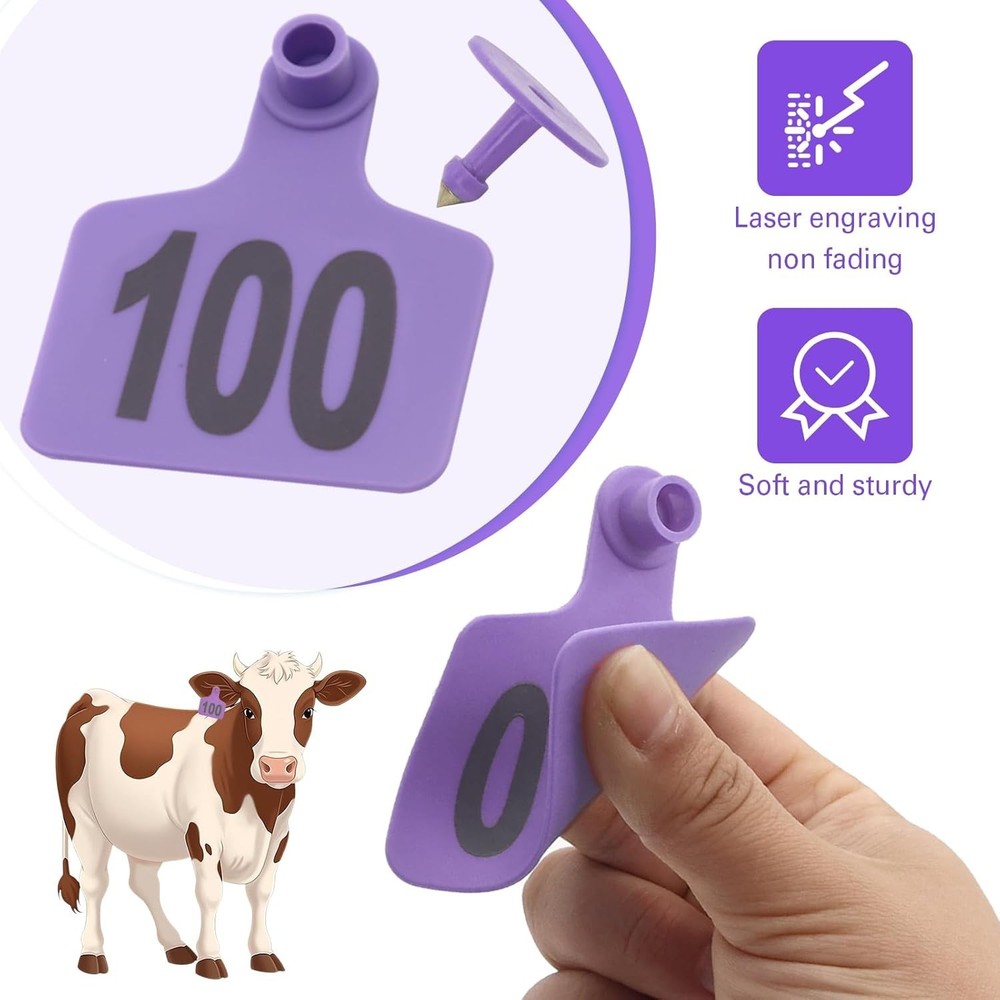 Purple Livestock Ear Tags Set