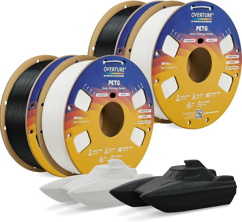 PETG Filament Bundle, 4 Pack, Dimensional Accuracy