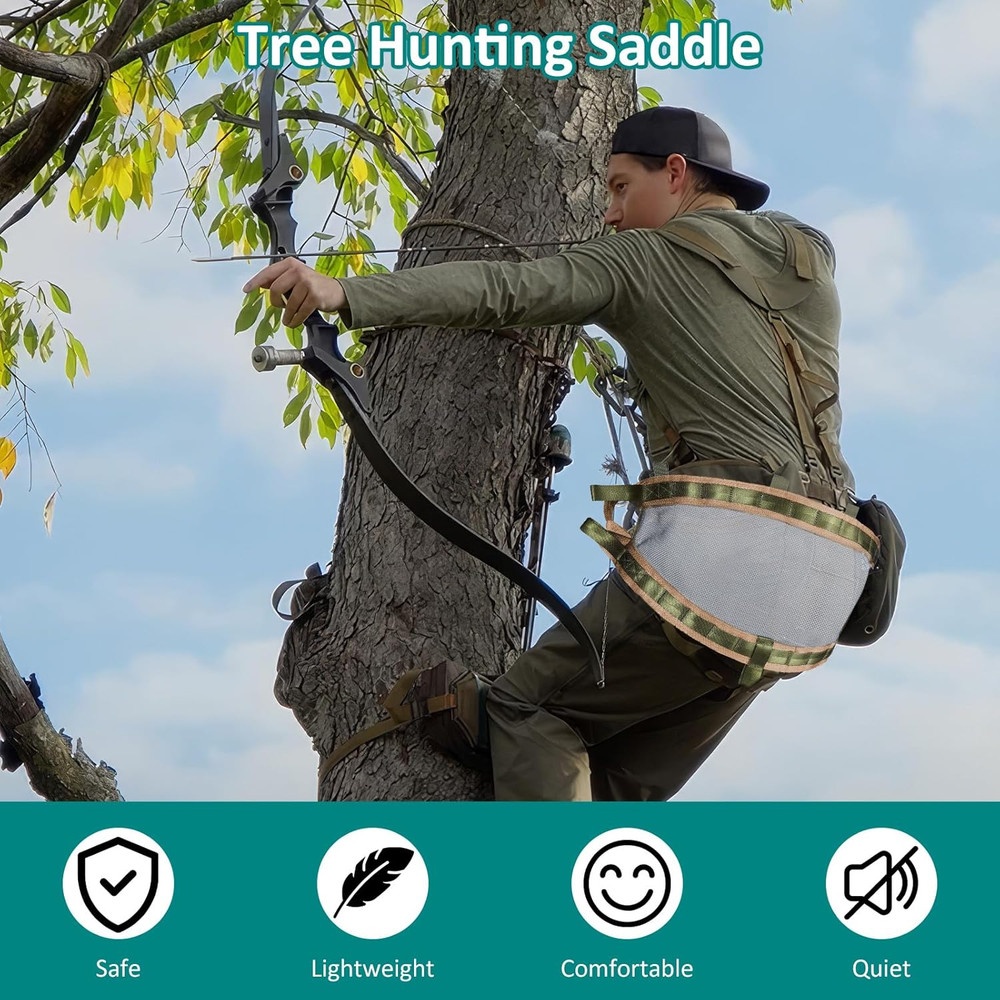 Saddle Hunting, Adjustable Tree Climbing Saddle with Carry Bag, Ultra-Large Comf