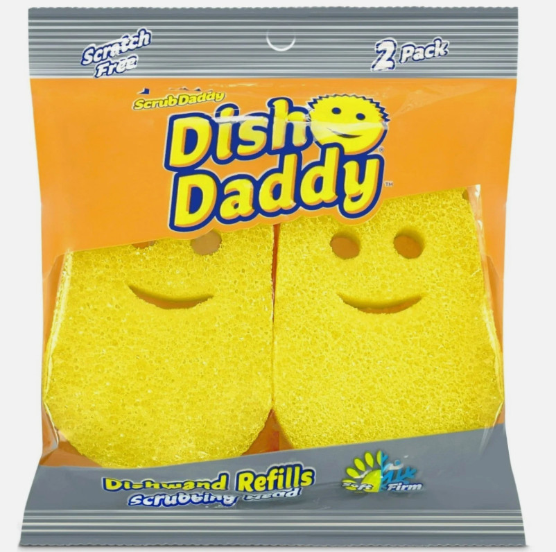 Scrub Daddy Dish Daddy Dishwand Sponge Refill, 2-Pack Non-Scratch Sponge