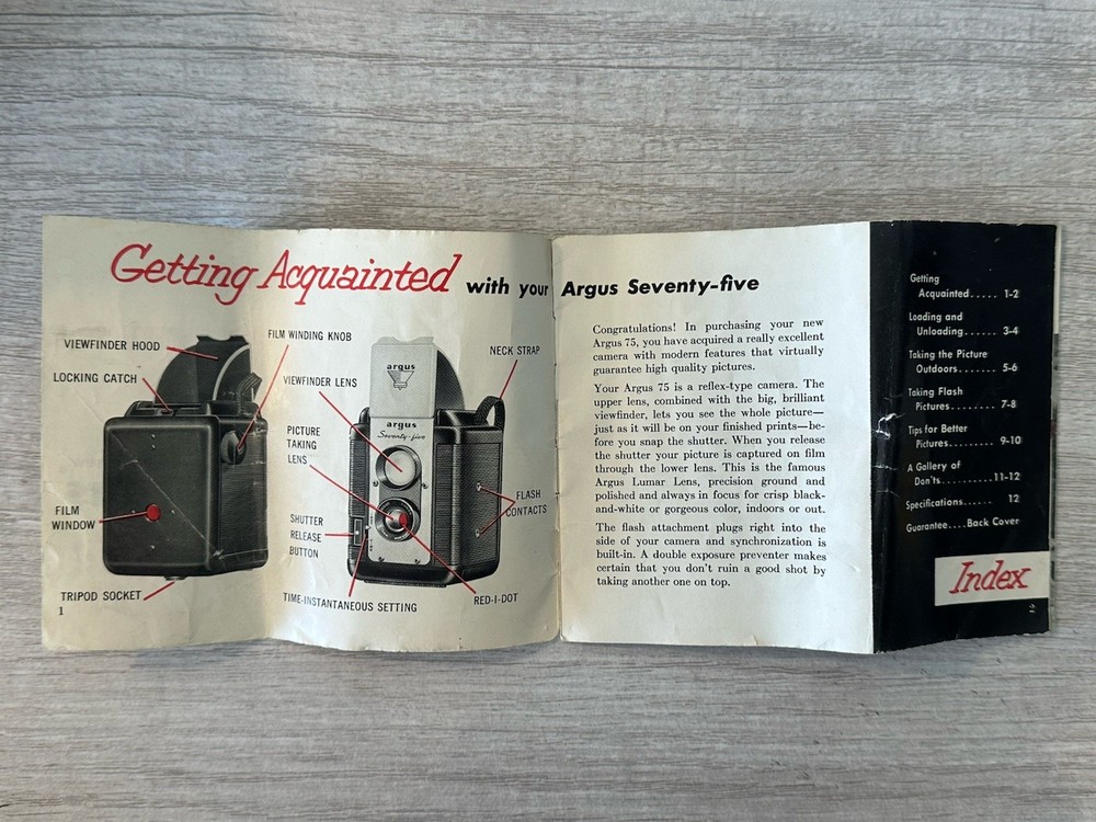 Vintage Argus Seventy-Five Camera With Strap & Flash Attachment Untested