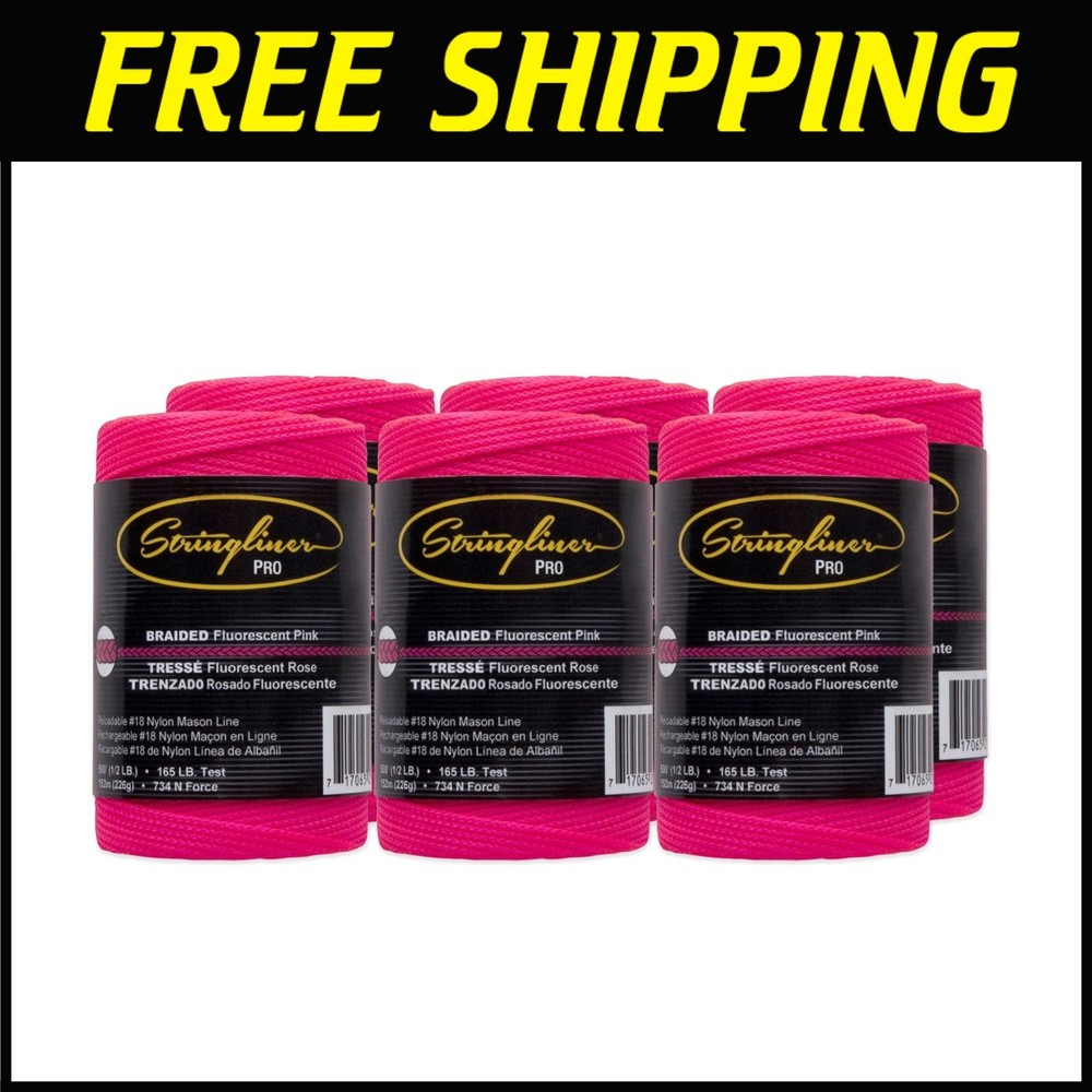 6-Pack Pink Braided Mason Line Replacement Roll 500'