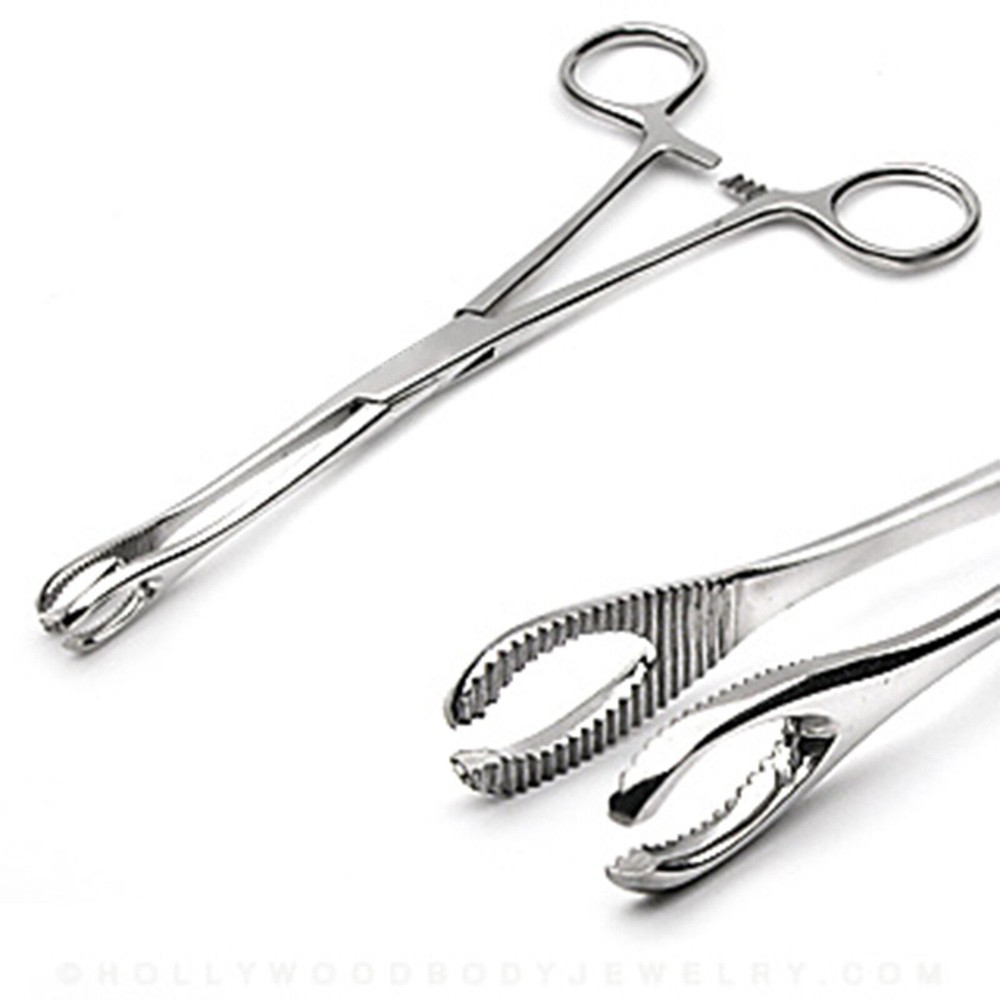 6.5" Sponge Clamps Slotted lock Piercing Forceps