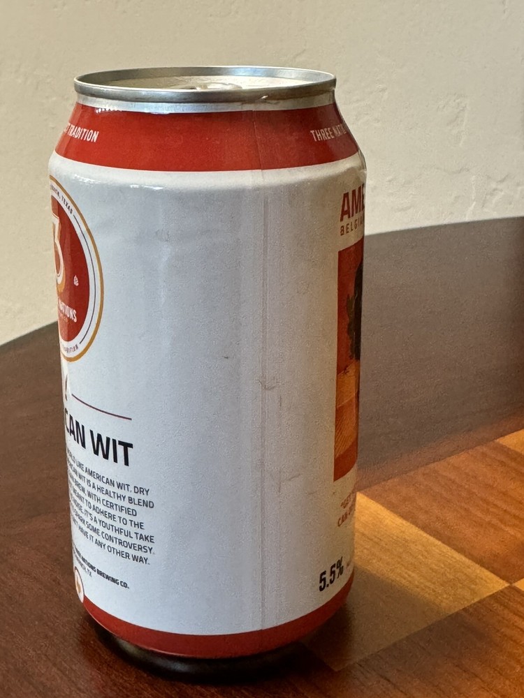American Wit - Empty Witbier Beer Can Bottom Opened - Mark Twain