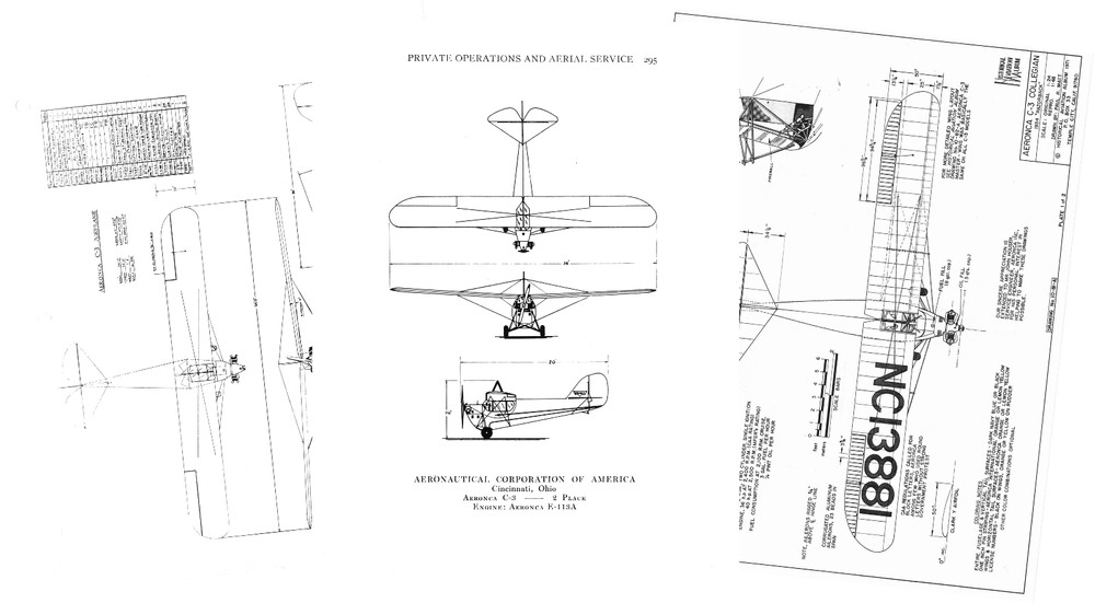 AERONCA C-3 PLAN + AIR TRAILS CONSTRUCTION ARTICLE for a 54" UC Model Airplane