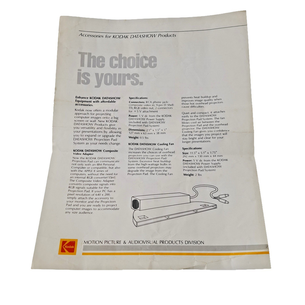 Kodak Datashow Manuals Vintage 1987 Projection System