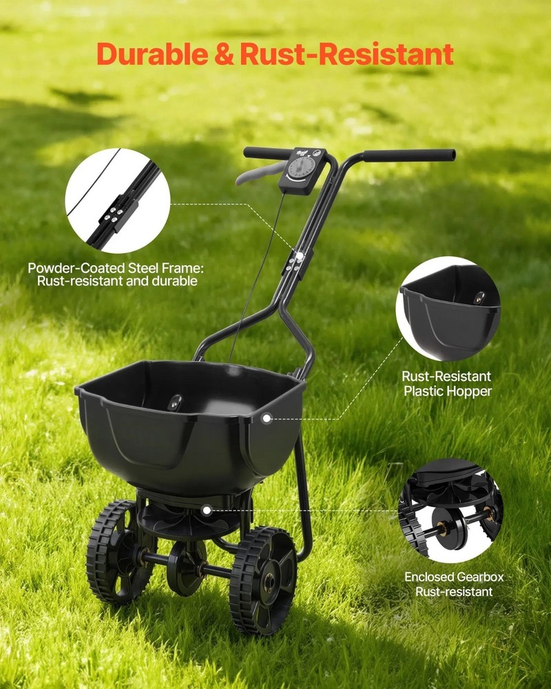 Walk-Behind Spreader, 9.8ft Spreading Width, Push Broadcast Spreader with 10"