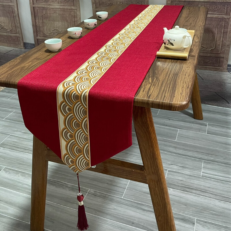 Chinese Table Runner Vintage Patterned Tablecloth Tassel Wedding Party Decor