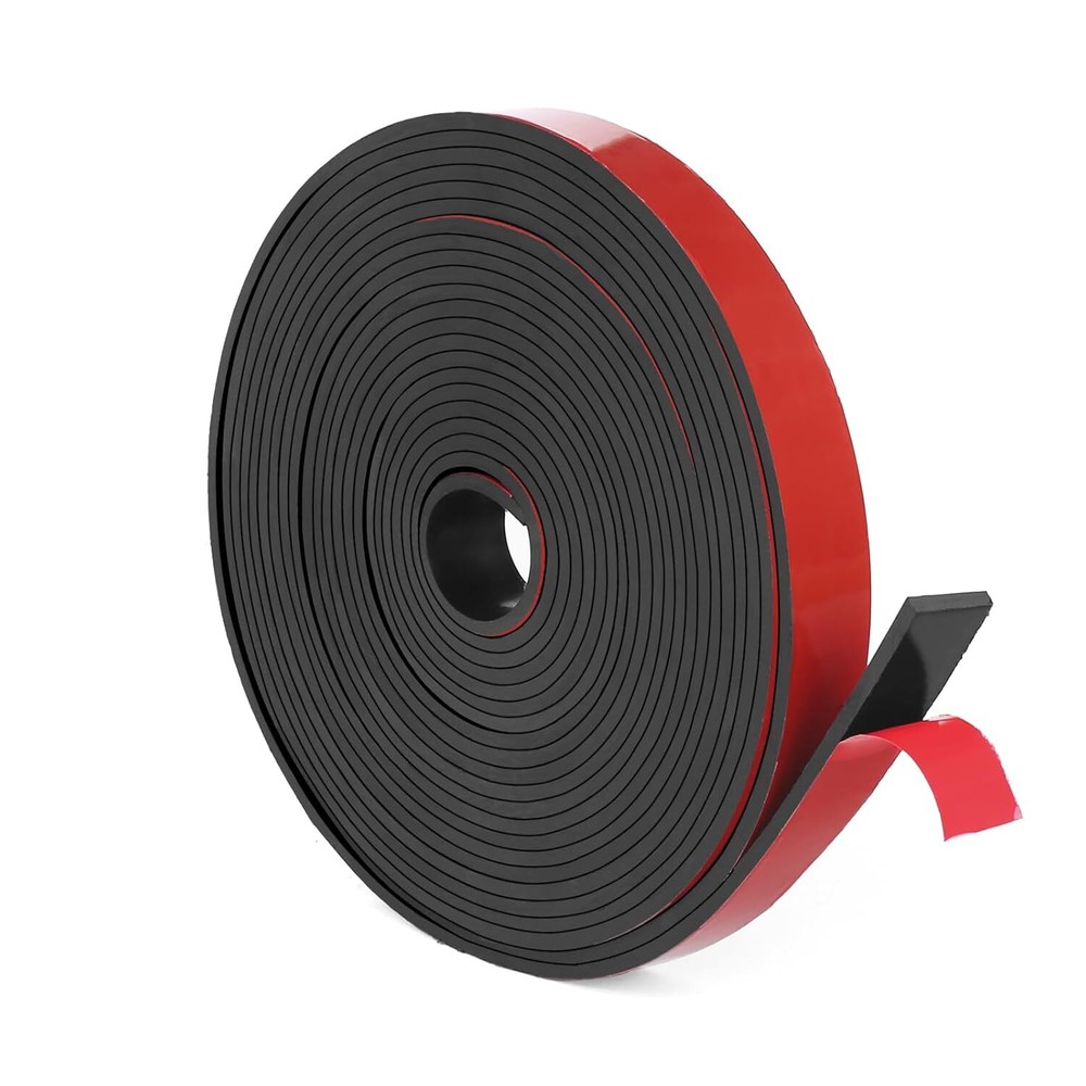 Adhesive Solid Rubber Strips 1 Wide x 1/32 Thick x 180 Long Self Stick Bl