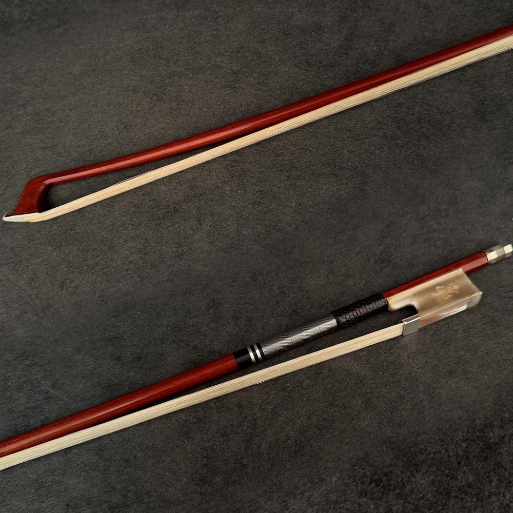 Master Antique Pernambuco Violin Bow 4/4 White OX Fleur-De-Lys Frog Silver Pro