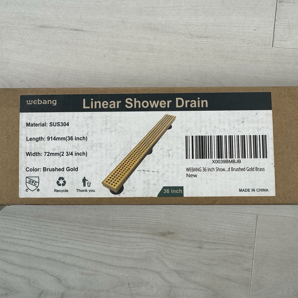 36 Inch Linear Shower Drain Rectangular Floor Drain with Accessories Square Hole