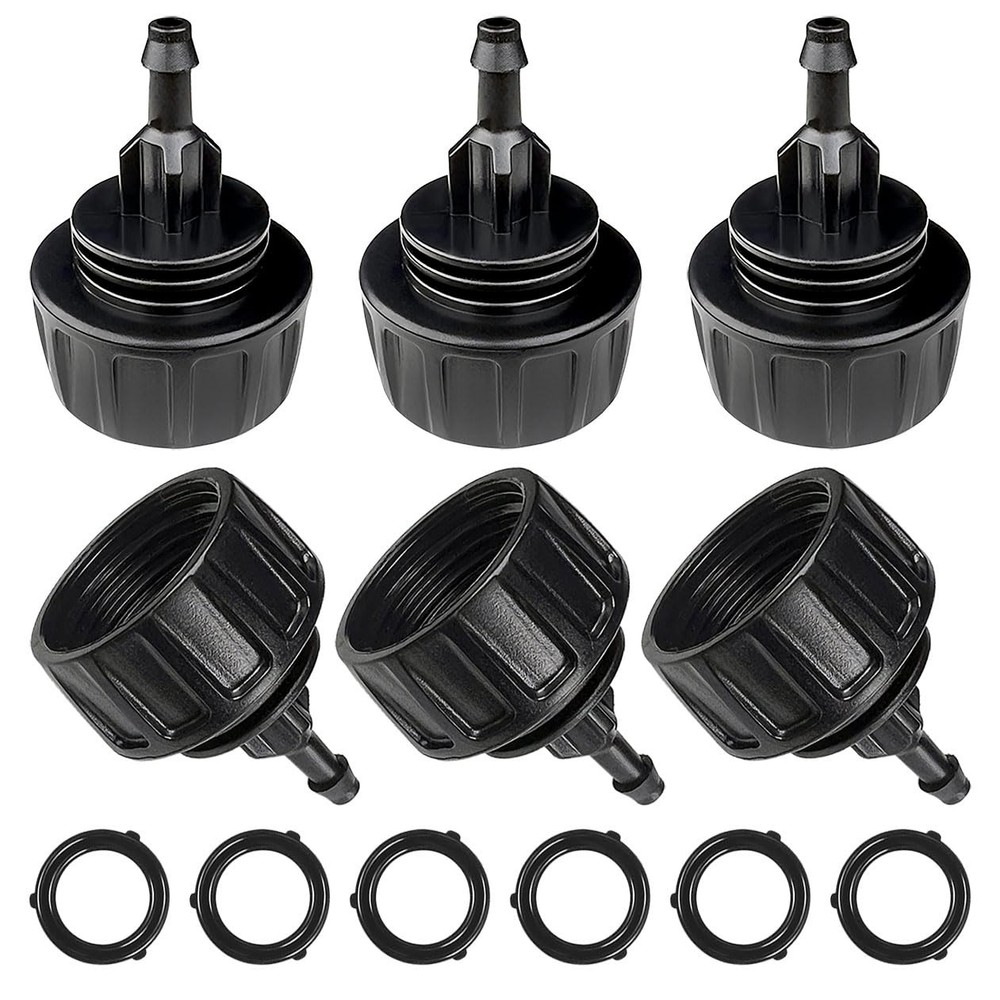 6 Pack Drip Irrigation Hose Connectors, 1/4 Inch inch, Black