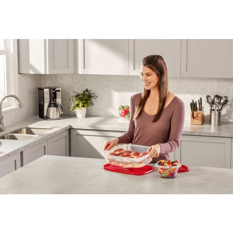 Rubbermaid,1 Gallon, 2 Packsa, Large Rectangular Plastic Food Storage Containers