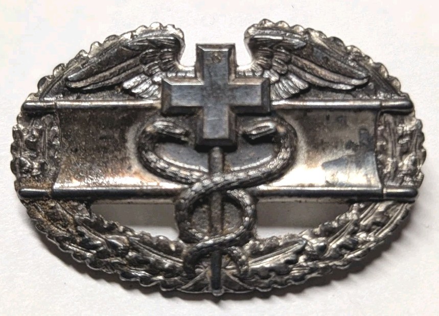 WW2 US Army Combat Medic Sterling Badge - Thick Solid back - PB