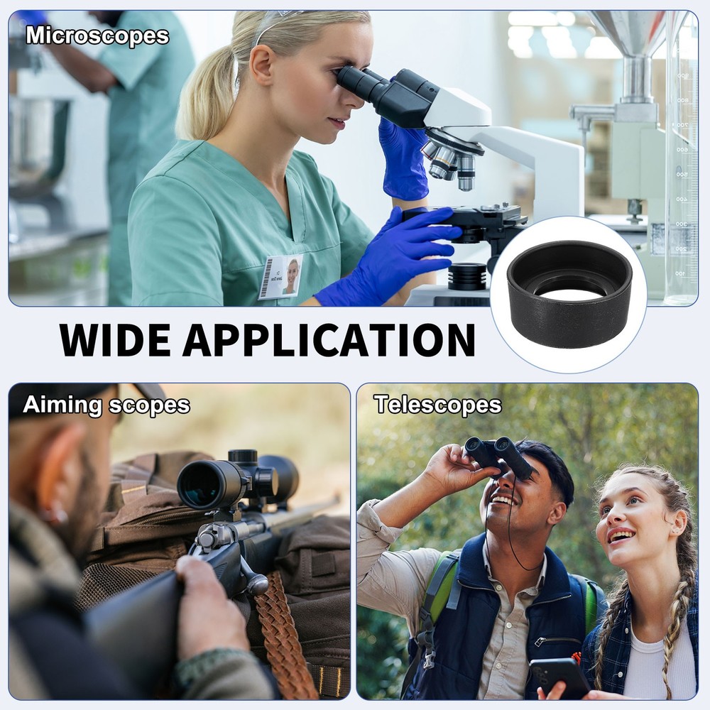2 Pieces Rubber Eyepiece Cover Microscope 34-37mm, Black