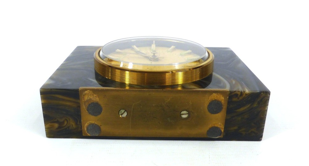 Vintage Metamec Bakelite Mantel Clock Brown Rectangular - Working