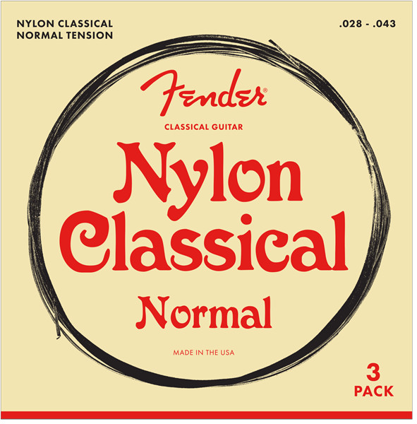 3-PACK Fender 100 Clear Nylon Tie End Classical Guitar Strings - MEDIUM 28-43