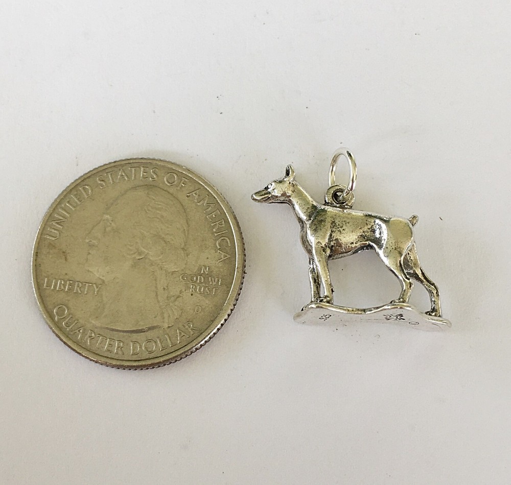Sterling Silver 17mm 3d Doberman dog charm